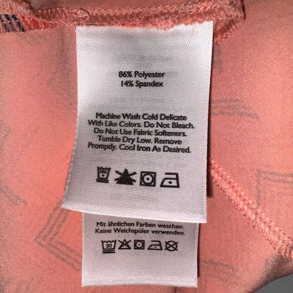 Eddie Bauer Top Sz S Peach Stretch Geo Print Sleeveless V Neck - Picture 6 of 9